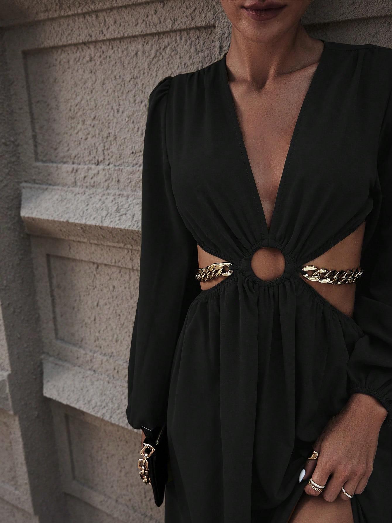 SHEIN CZARNA SUKIENKA WYCIĘCIA S06__XXL