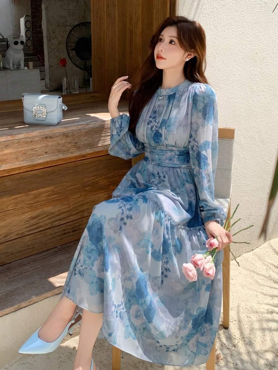 SHEIN NIEBIESKA SUKIENKA KWIATY S06__L