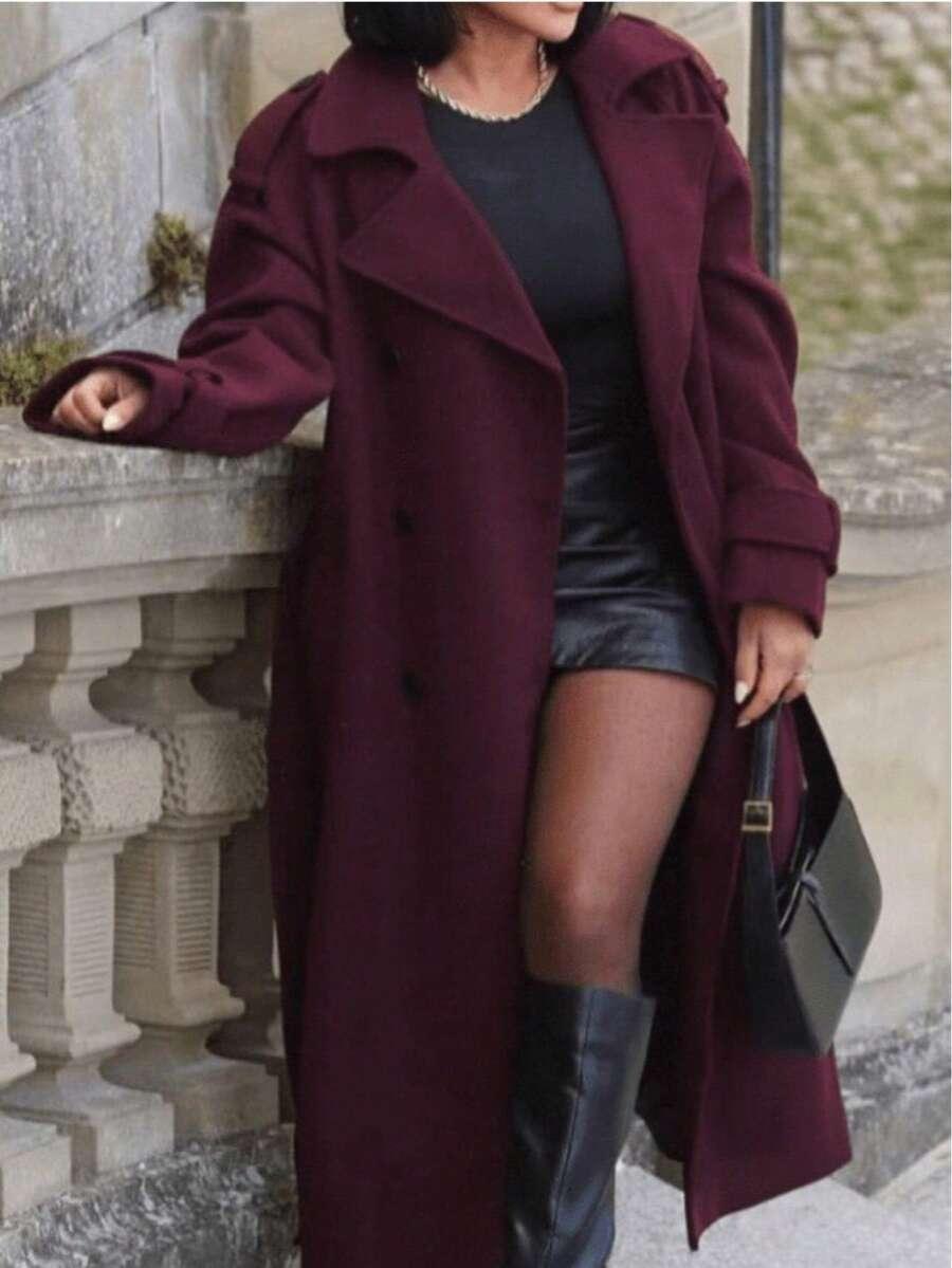SHEIN CZERWONY KLASYCZNY PŁASZCZ W01__S