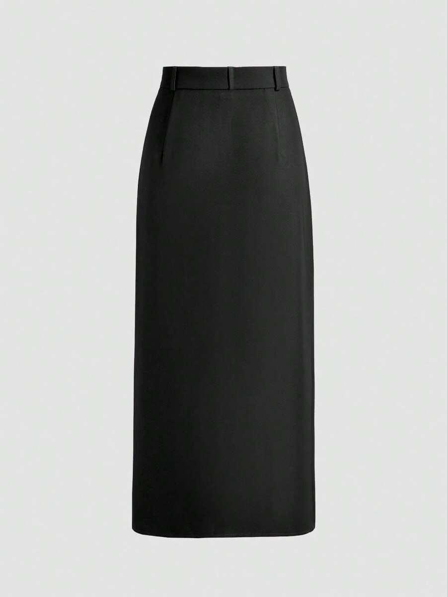 SHEIN CZARNA MAXI SPÓDNICA S06__XS