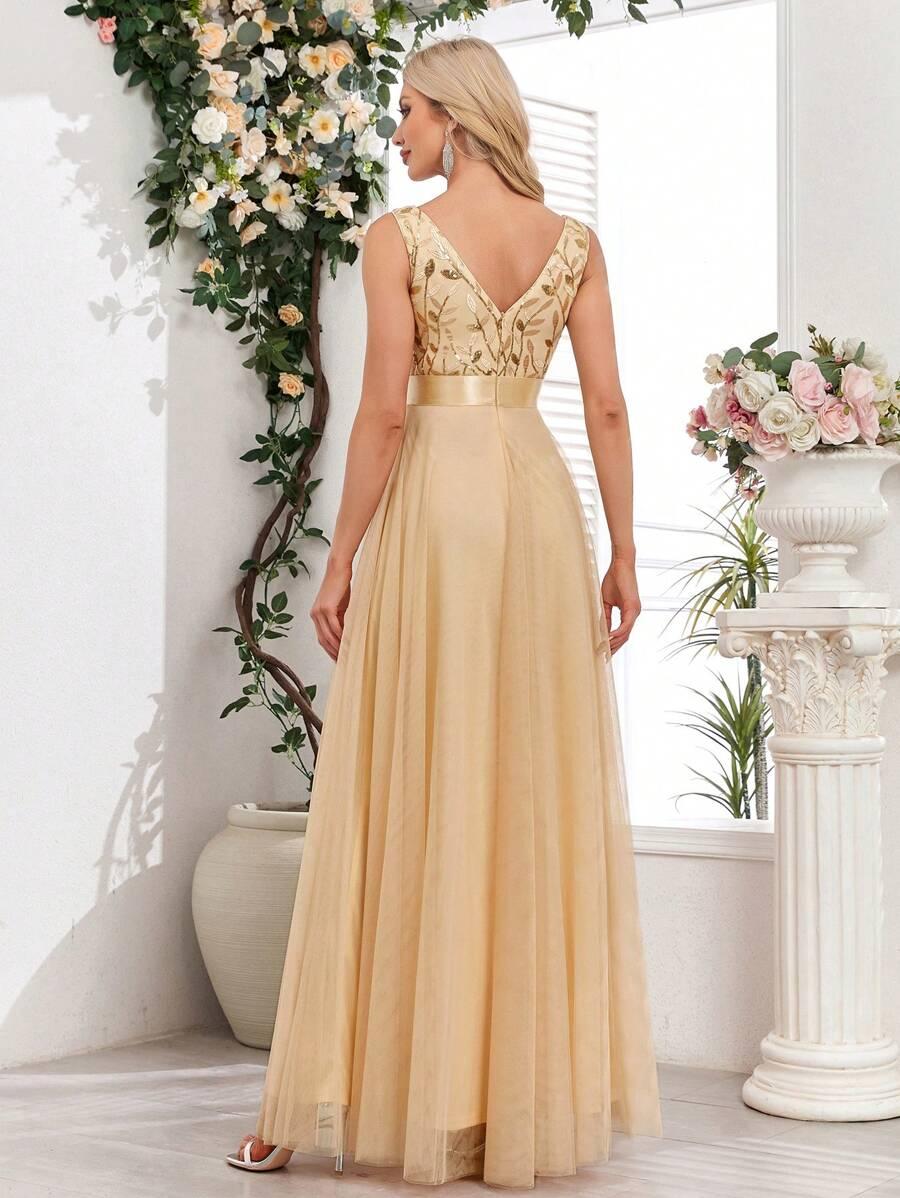 SHEIN BEŻOWA MAXI SUKIENKA S06__L