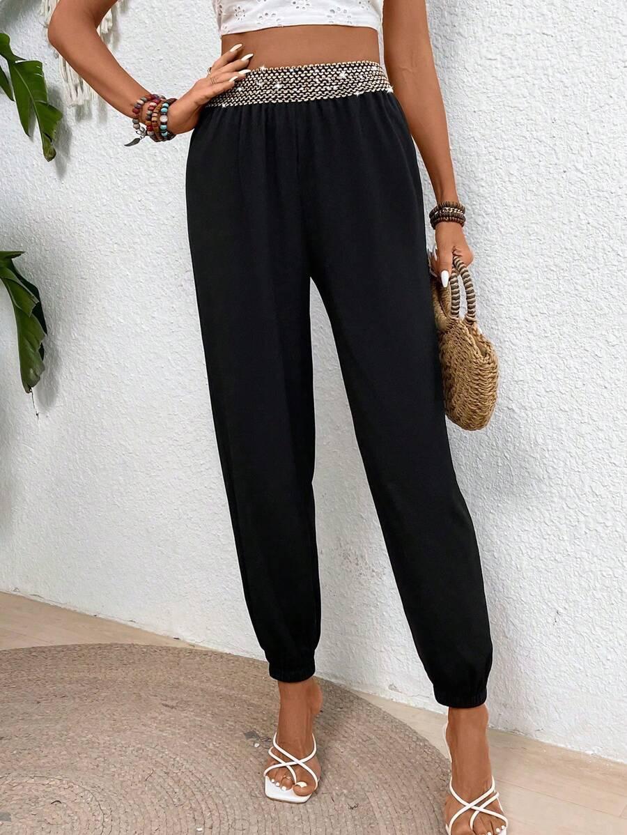SHEIN CZARNE SPODNIE GUMKA S06__M