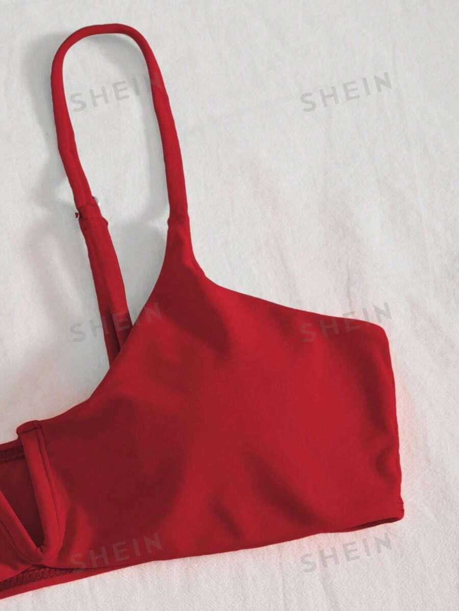 SHEIN CZERWONY STRÓJ KĄPIELOWY KOMPLET S09__L