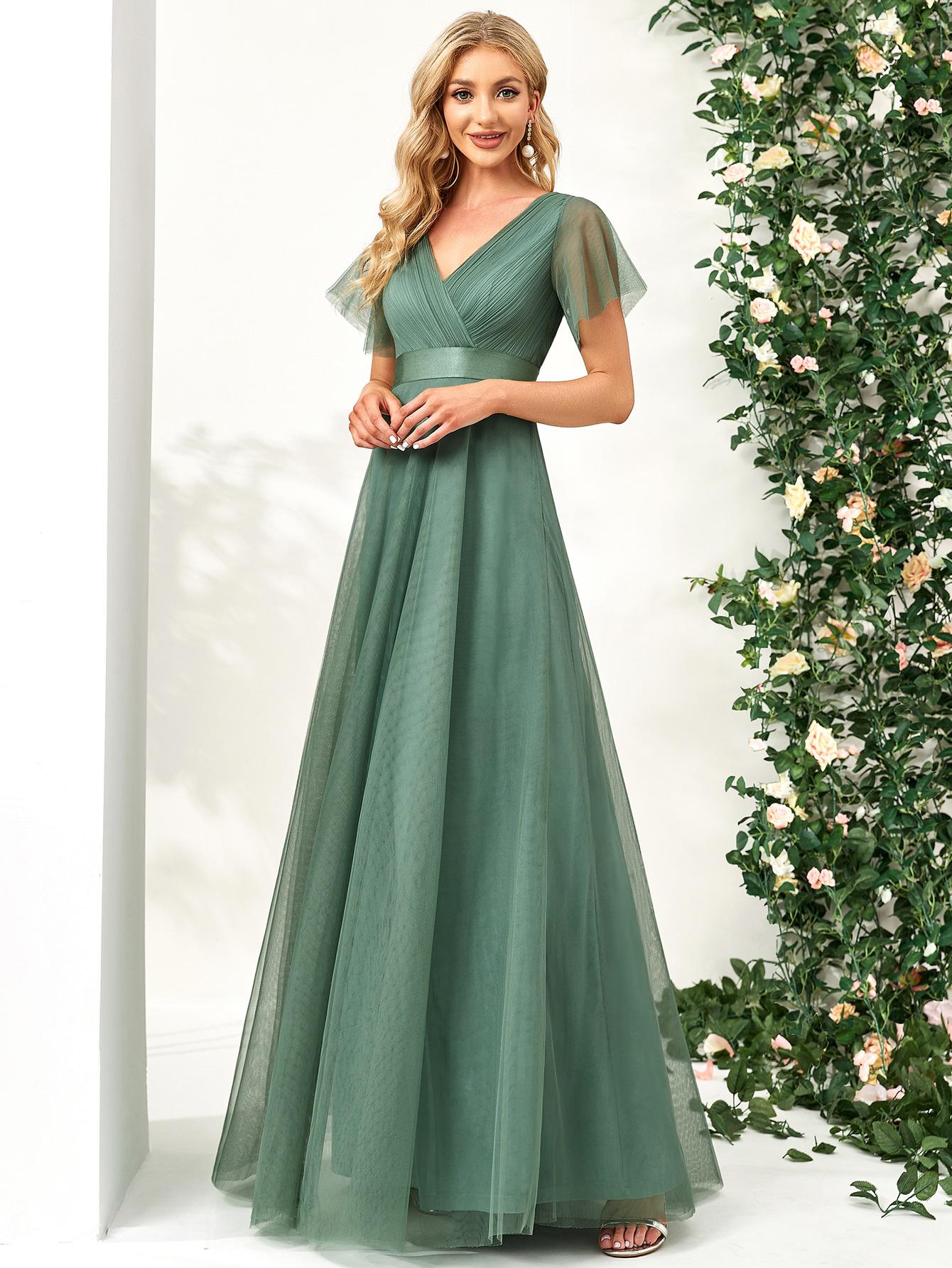 EVERPRETTY TIULOWA SUKIENKA MARSZCZENIE VNECK S06__XL
