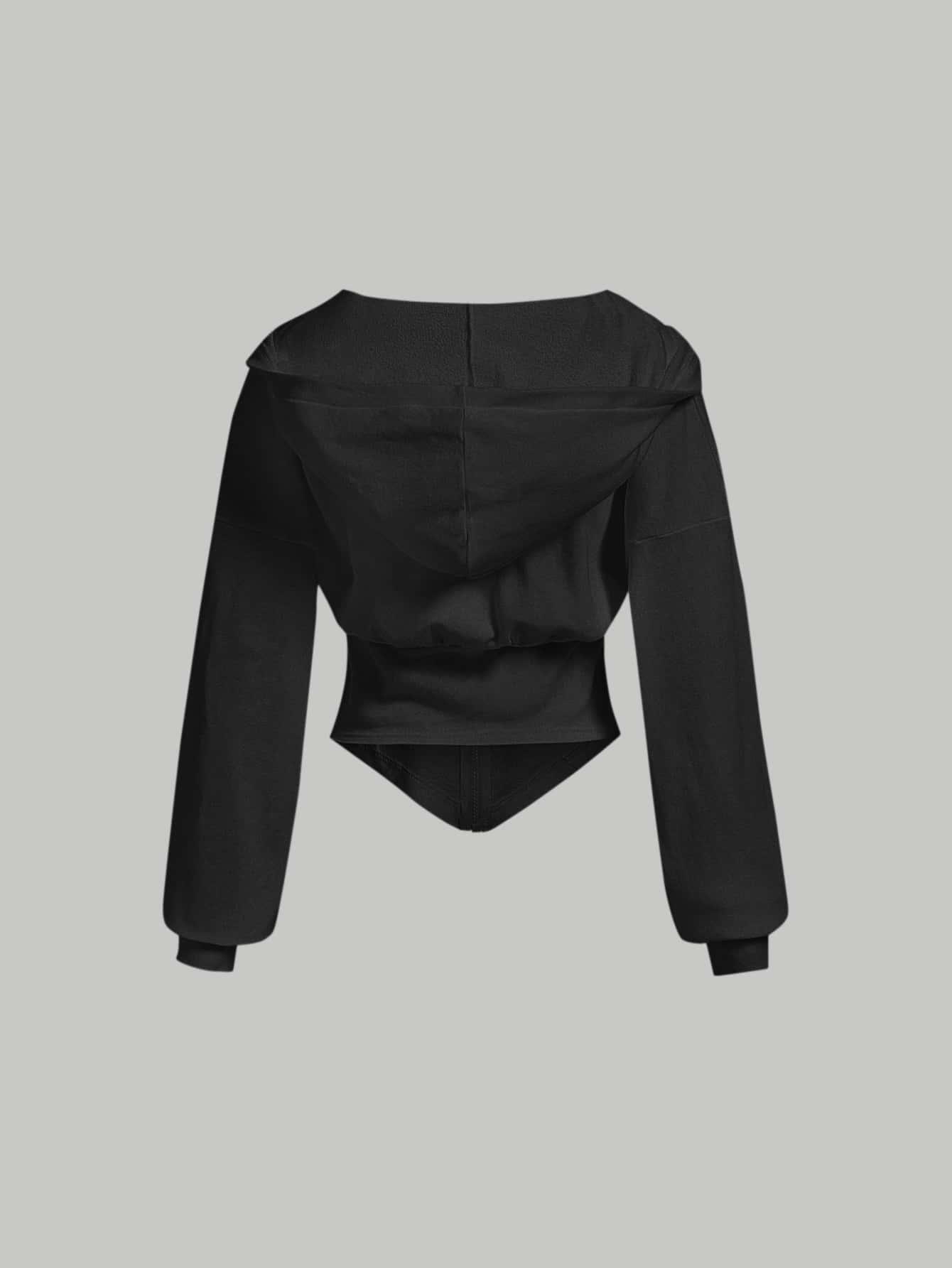 SHEIN CZARNA BLUZA TALIOWANA S06__S
