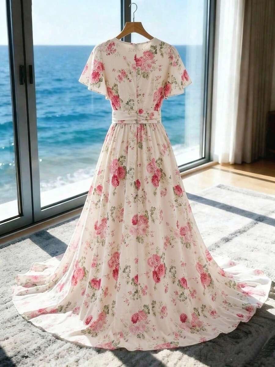 GLOWEVE SUKIENKA MAXI WZÓR KWIATY S06__L