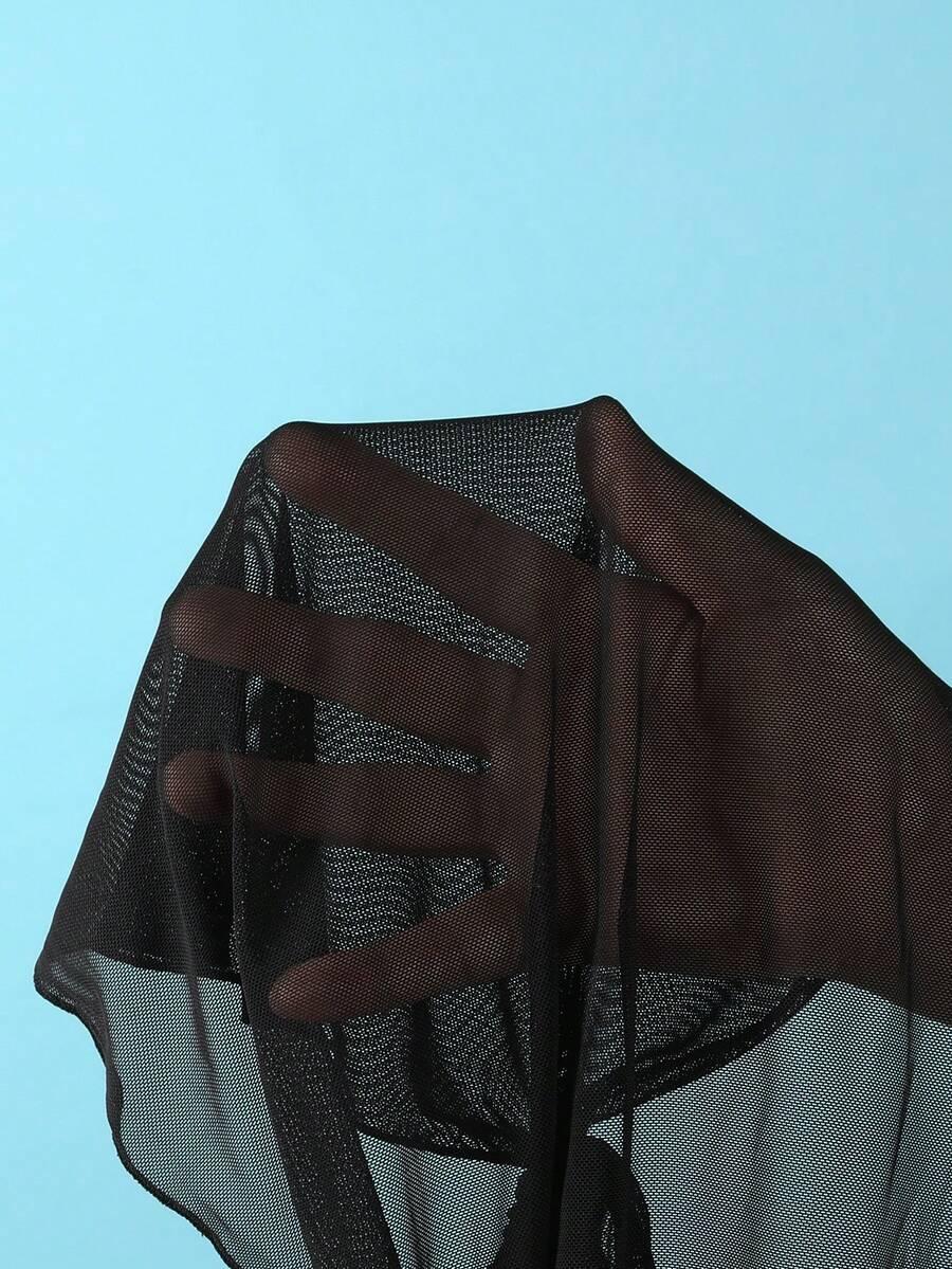 SHEIN CZARNY JEDNOCZĘŚCIOWY STRÓJ KĄPIELOWY PAREO KOMPLET S09__140-146