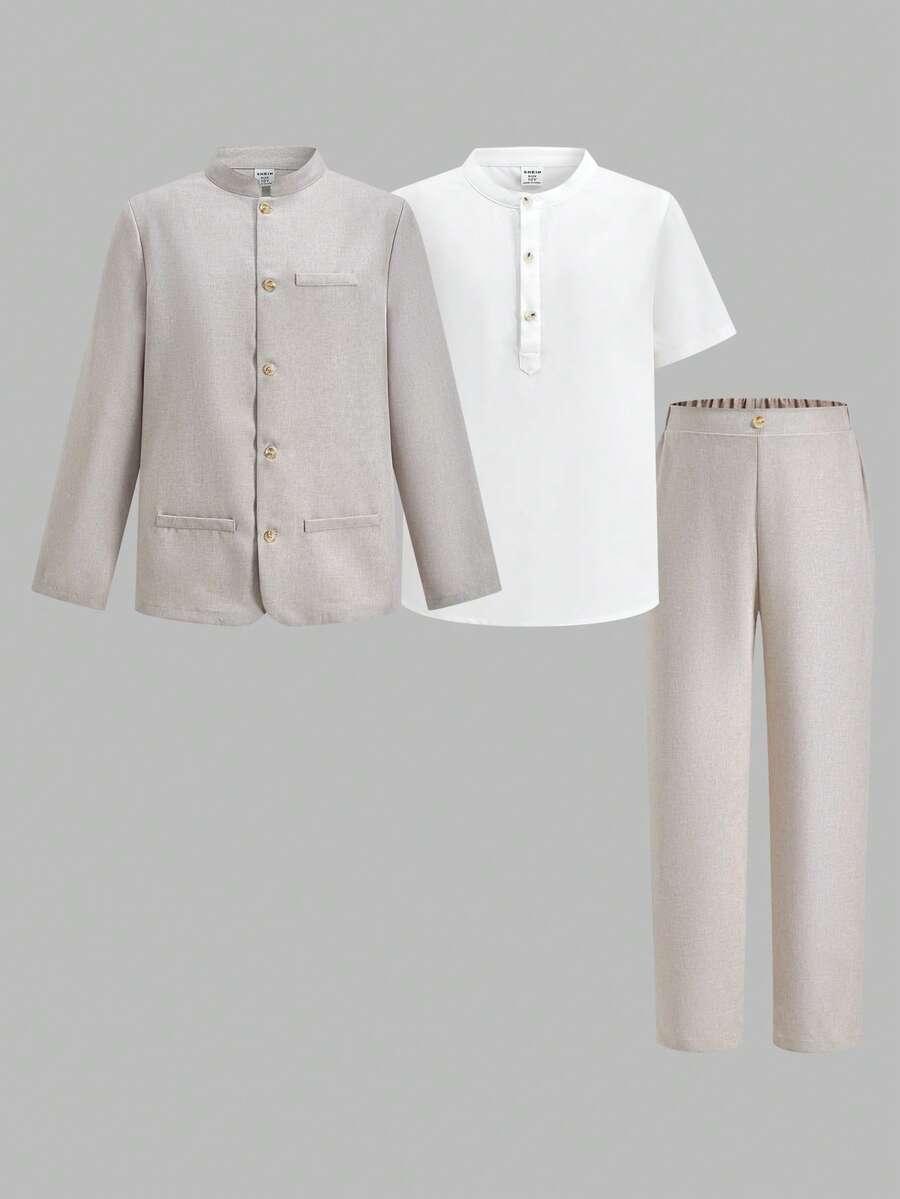 SHEIN SPODNIE MARYNARKA KOSZULA KOMPLET S06__146-152