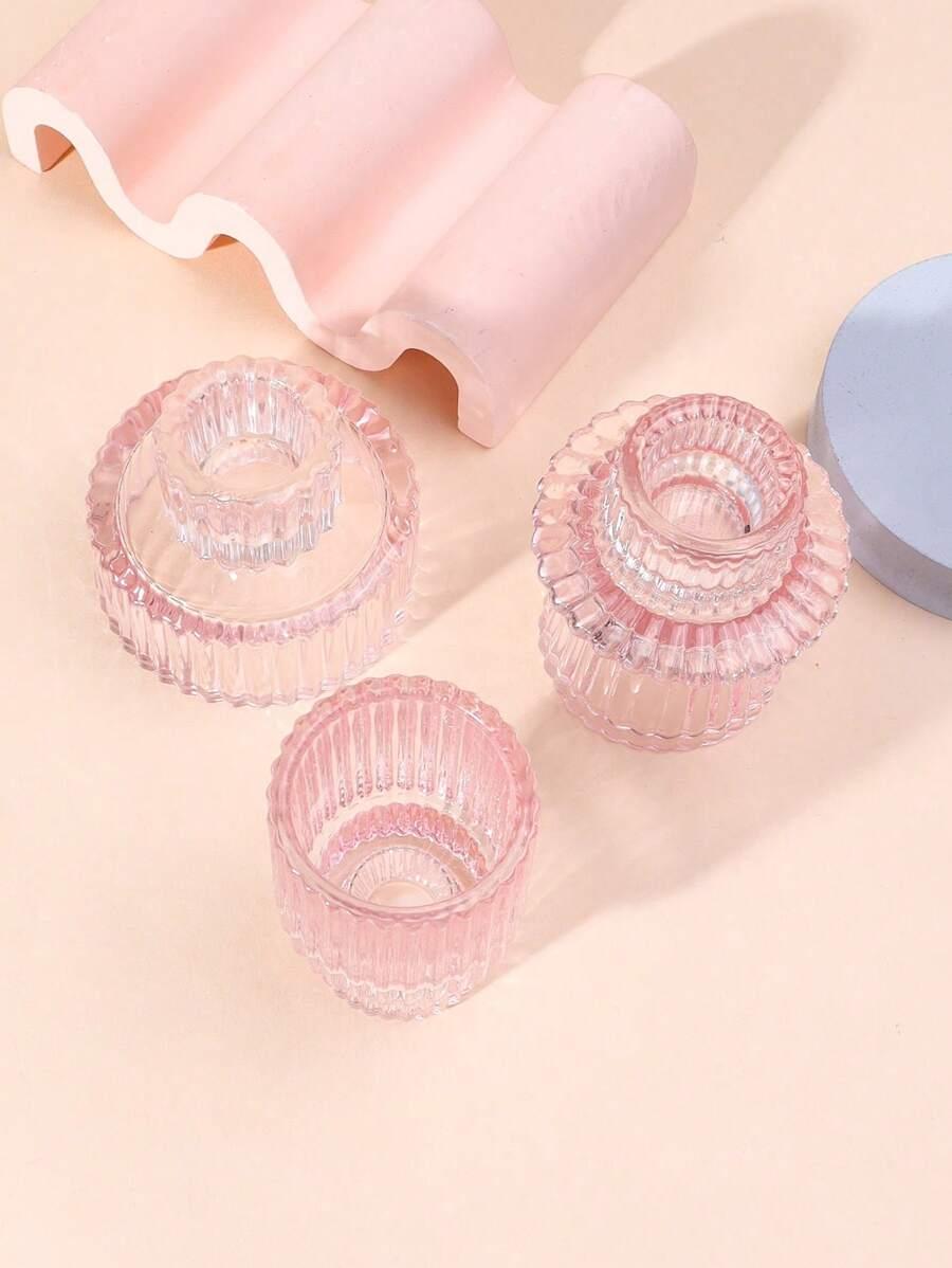 SHEIN RÓŻOWY ŚWIECZNIK 3-PACK S07