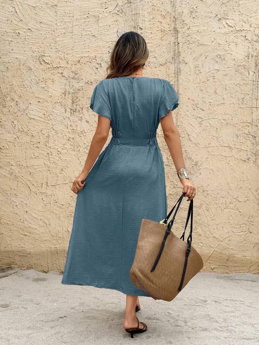 SHEIN NIEBIESKA MIDI SUKIENKA S06__S