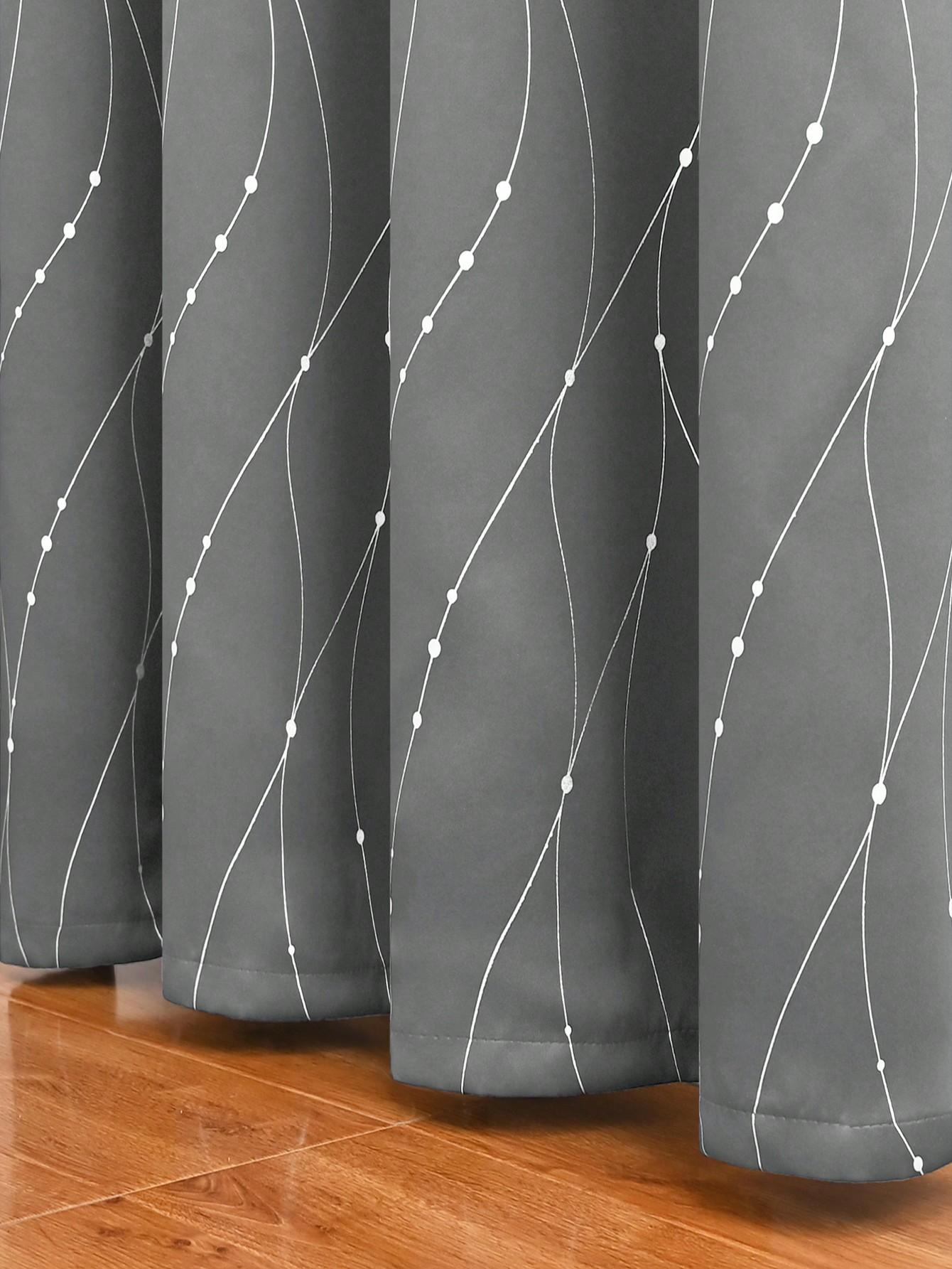 SHEIN SZARA ZASŁONA WZÓR 1 SZT S07__140X260CM