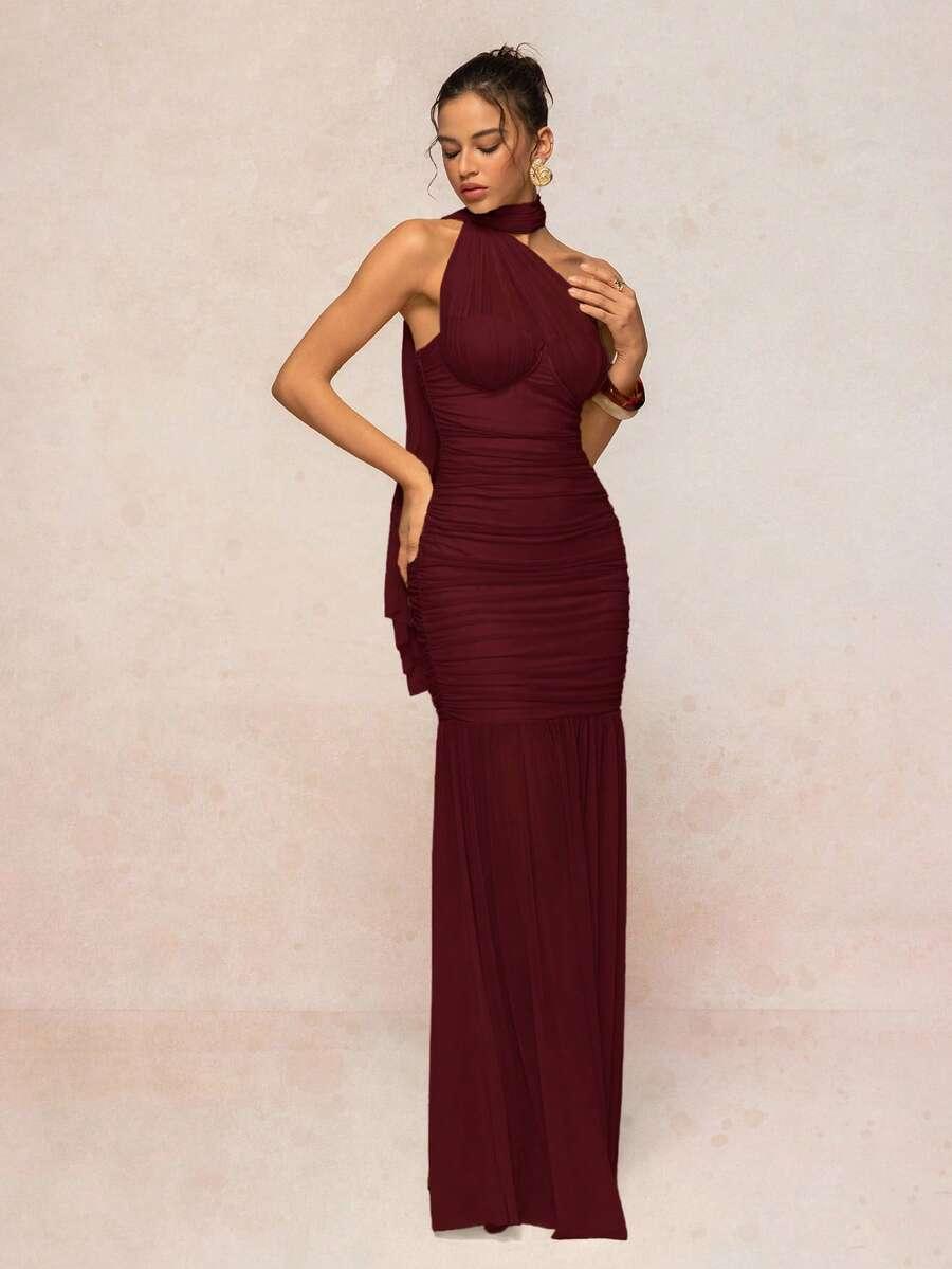 SHEIN BORDOWA MAXI SUKIENKA S06__XS