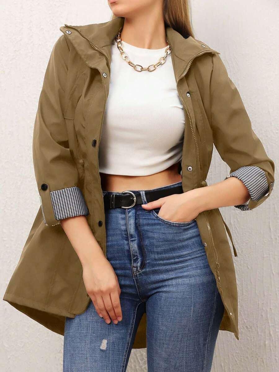 SHEIN BEŻOWA KURTKA ZAMEK W01__XL