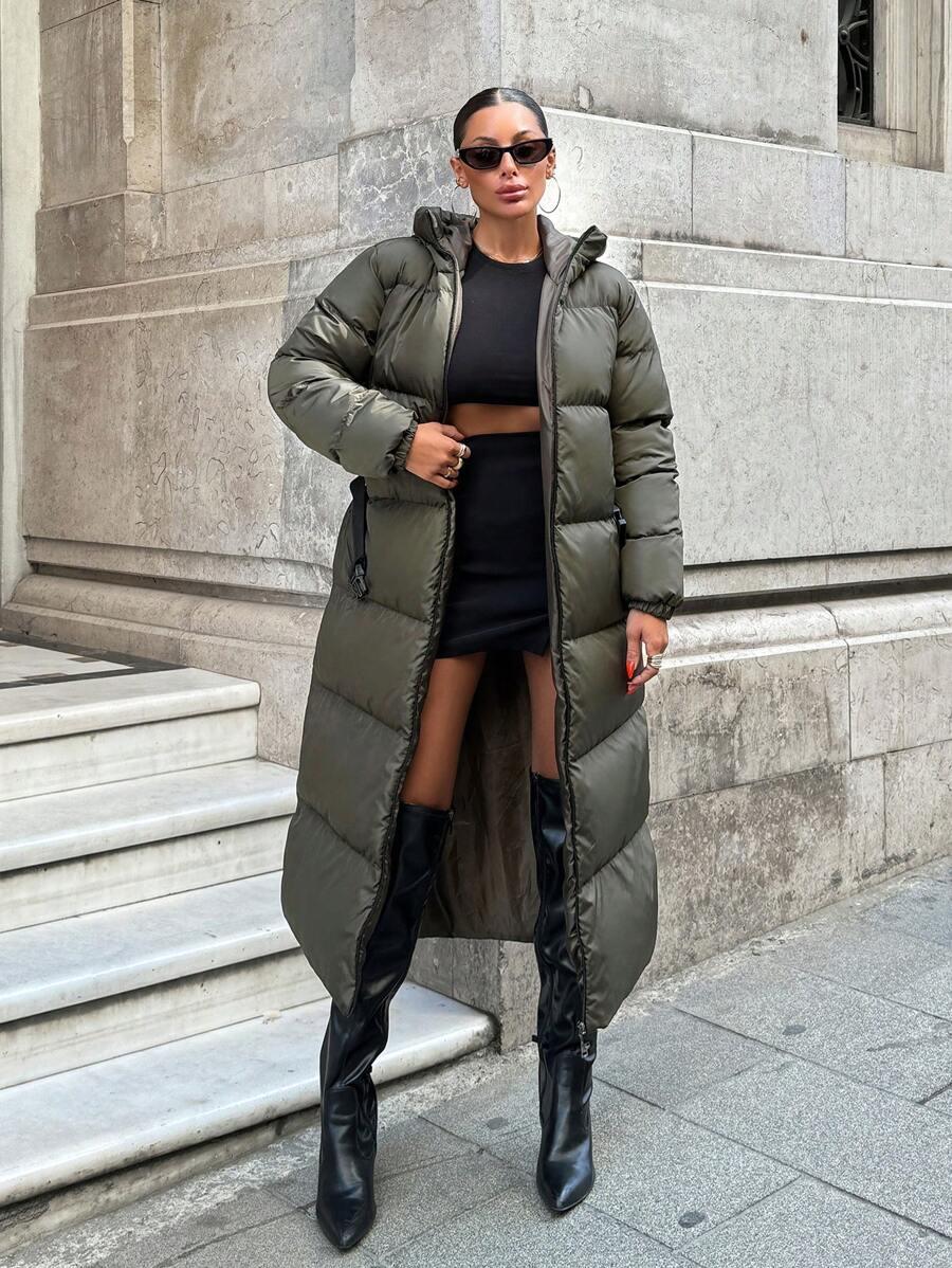 SHEIN ZIELONA PIKOWANA KURTKA W01__L