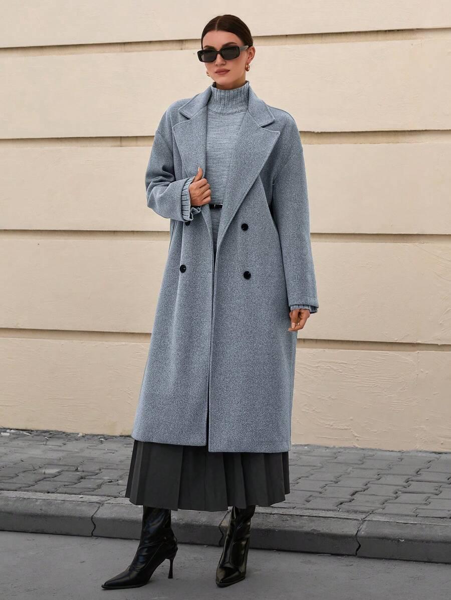 CLARA VERO SZARY KLASYCZNY PŁASZCZ W01__XS