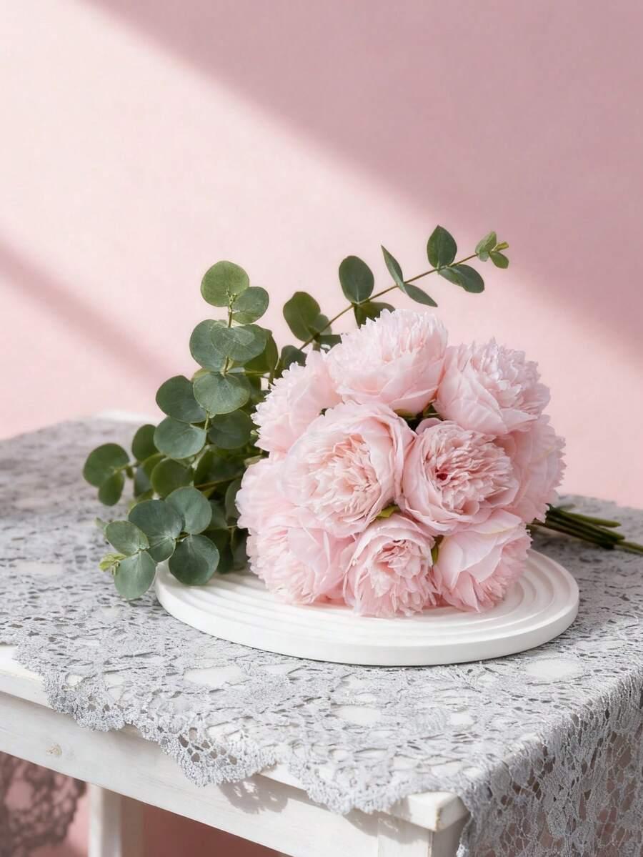 MEHELANY SZTUCZNE RÓŻOWE KWIATY PIWONII 2-PACK S07__30CM