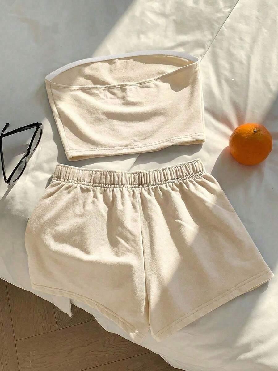 COMFORTCANA BEŻOWE SPODENKI DRESOWE S06__S