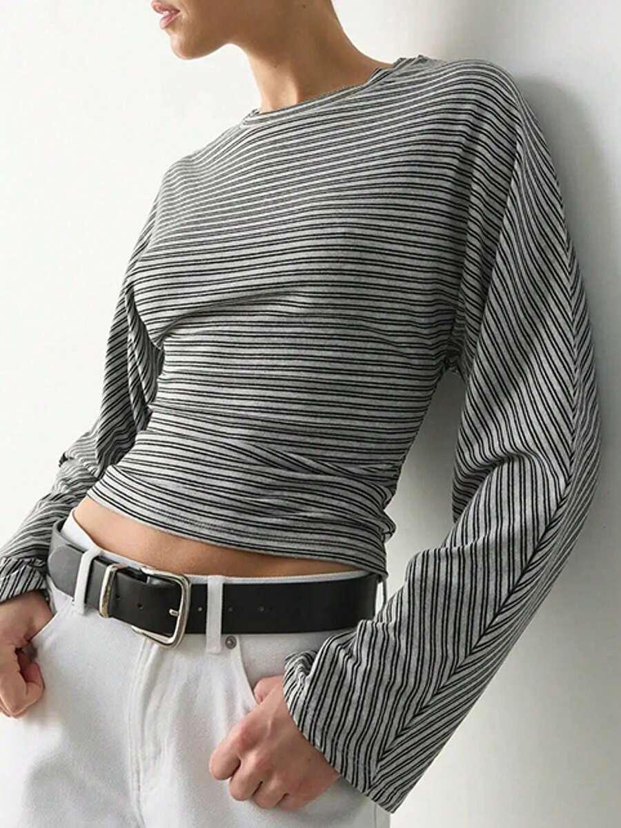 SHEIN BLUZKA W PASKI DŁUGI RĘKAW S06__L