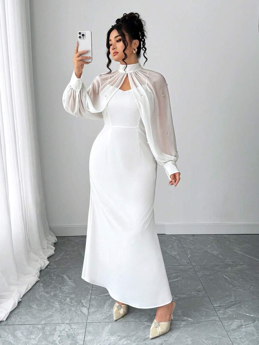 SHEIN BIAŁA SUKIENKA PEREŁKI PK01__48