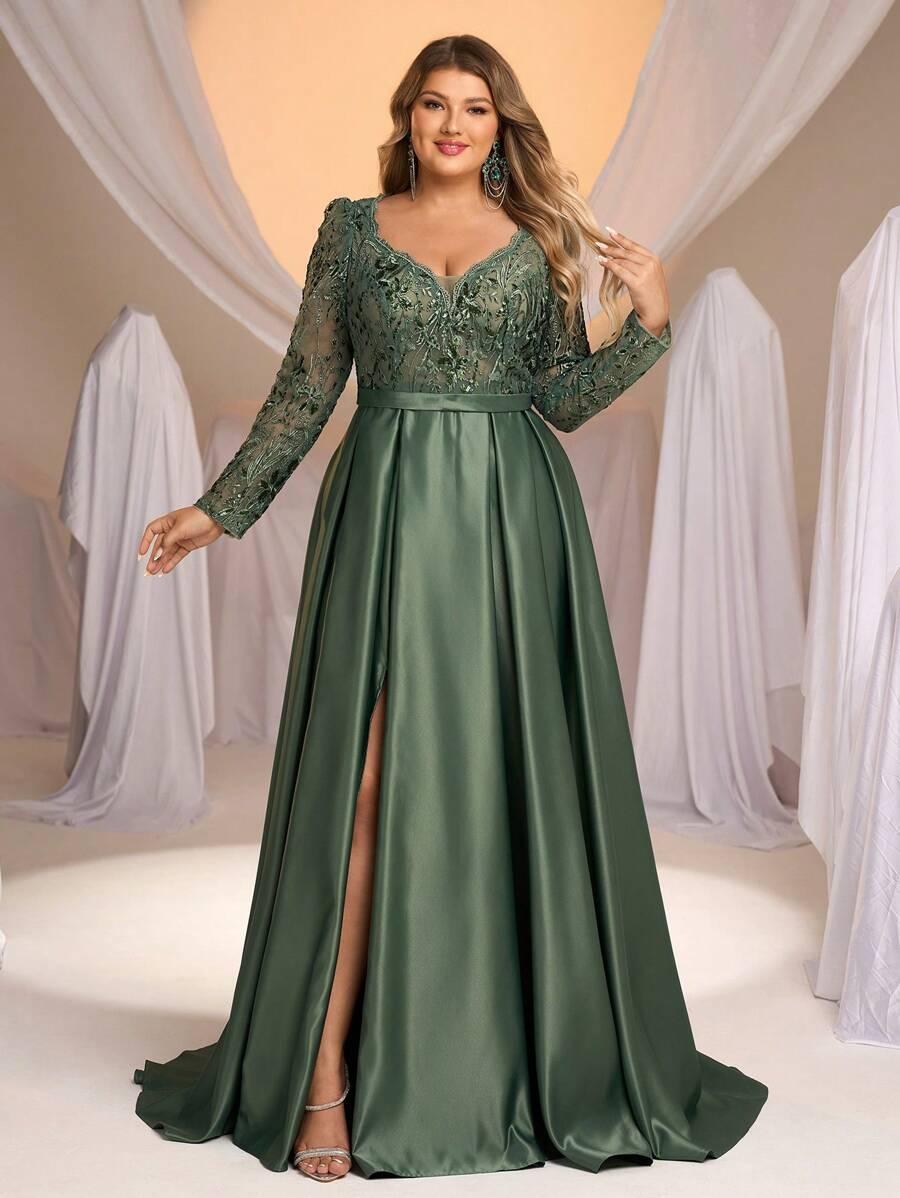 GLAMRAE ZIELONA MAXI SUKIENKA ZDOBIENIE PK01__46