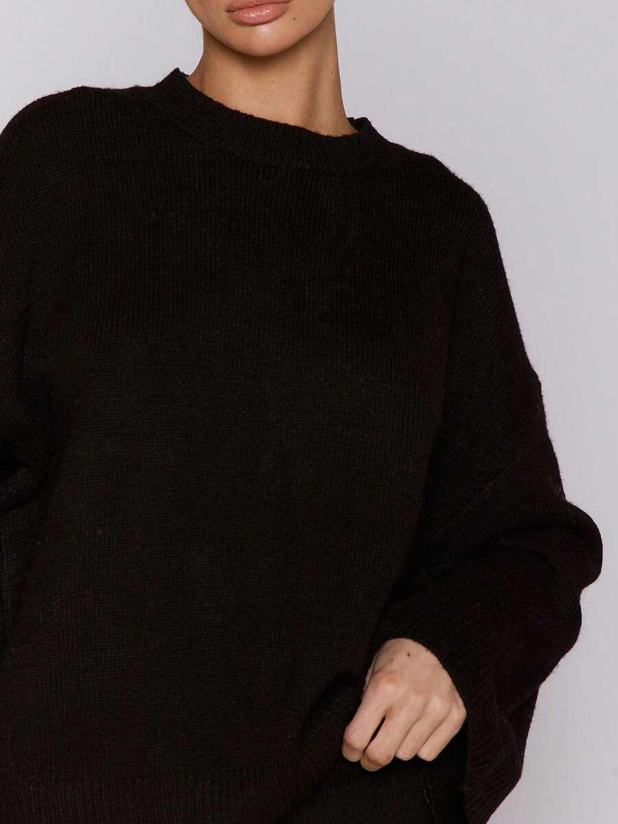 MUSERA CZARNY SWETER DŁUGI RĘKAW OVERSIZE S06__XL
