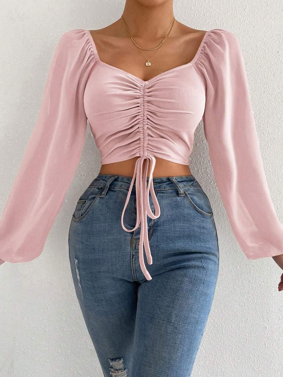 SHEIN RÓŻOWY TOP DŁUGI RĘKAW S06__XXL