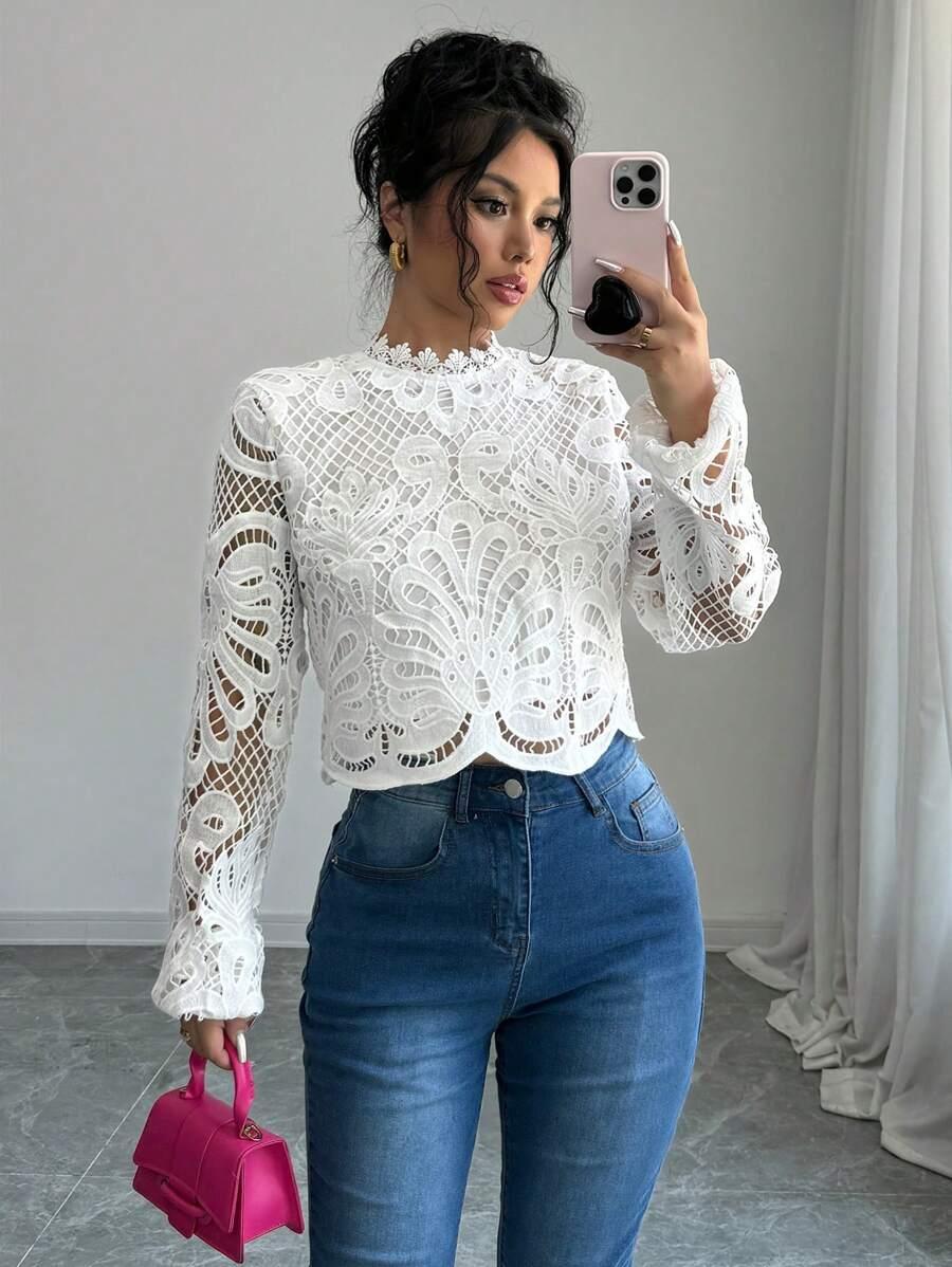 SHEIN BIAŁA BLUZKA DŁUGI RĘKAW S09__L
