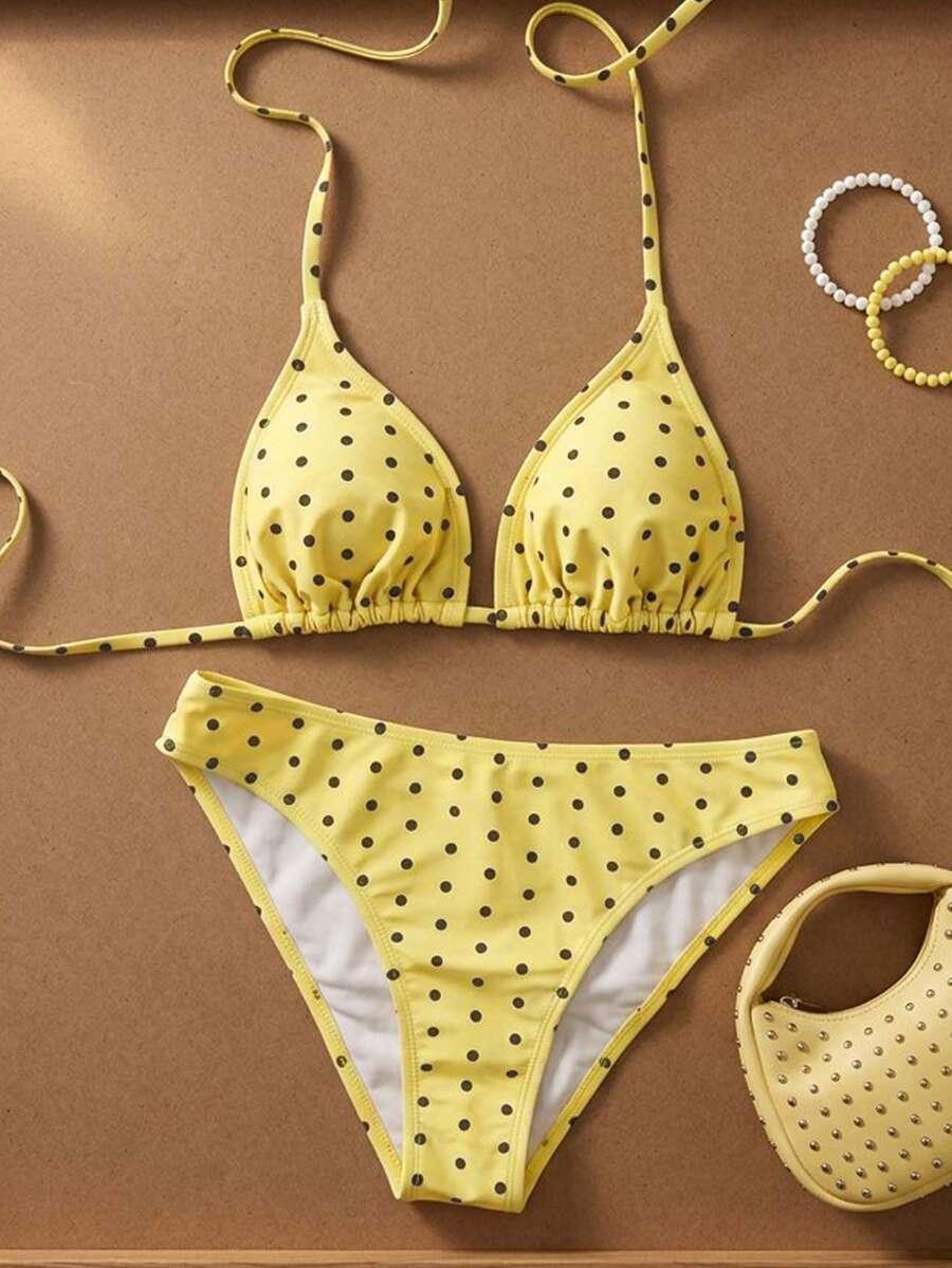 SWIM MOD DWUCZĘŚCIOWY ŻÓŁTY STRÓJ KĄPIELOWY GROSZKI S09__S