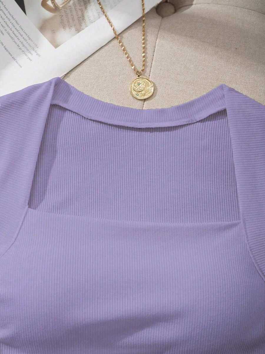 SHEIN FIOLETOWY TOP PRĄŻKI S06__M