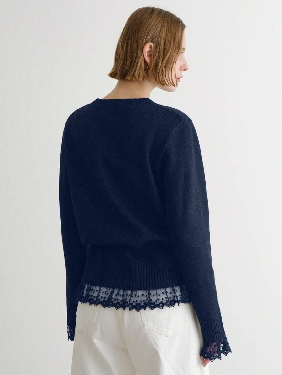 FRIFUL GRANATOWY SWETER GUZIKI S06__L