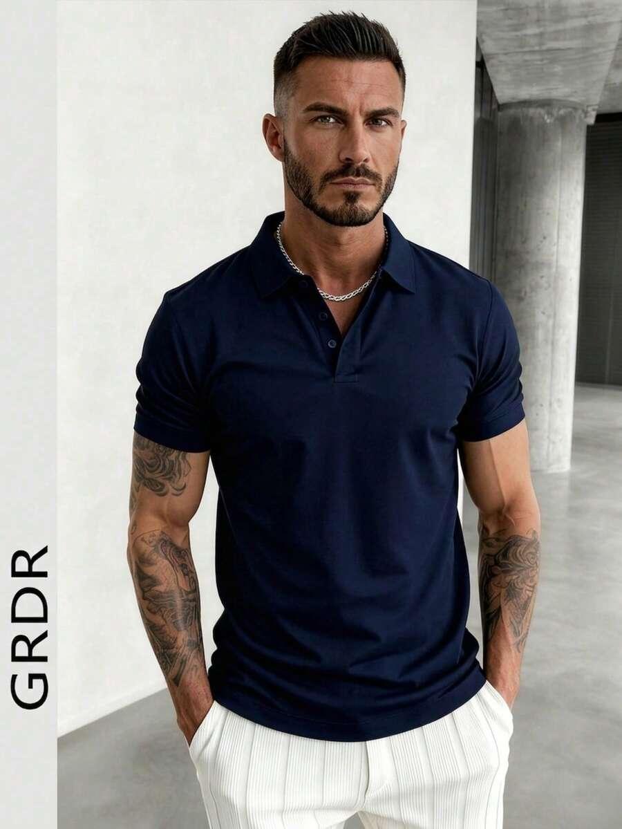 SHEIN GRANATOWA KOSZULKA POLO S06__XXL