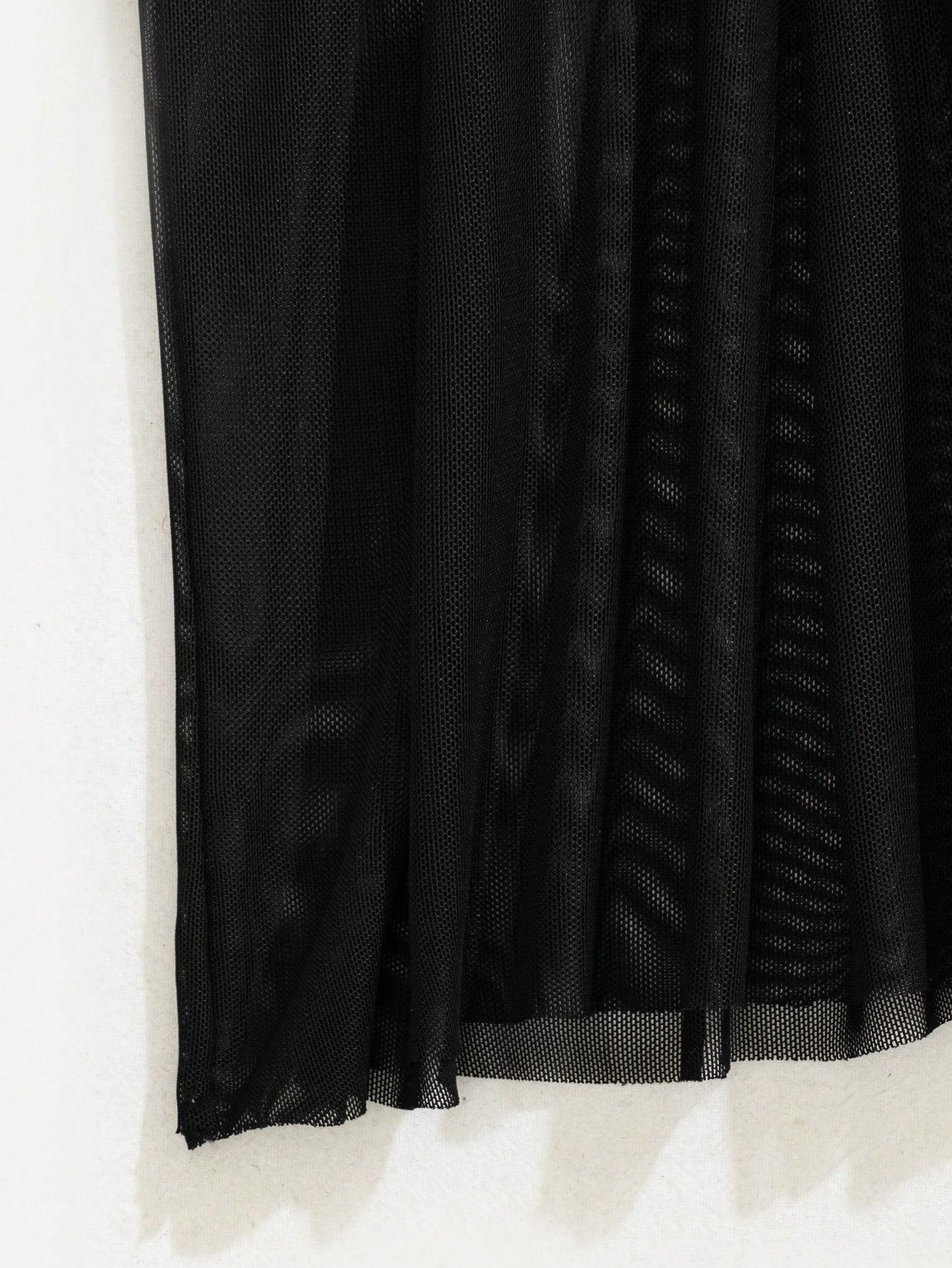 SHEIN CZARNE SPODNIE SIATECZKA S06__XS