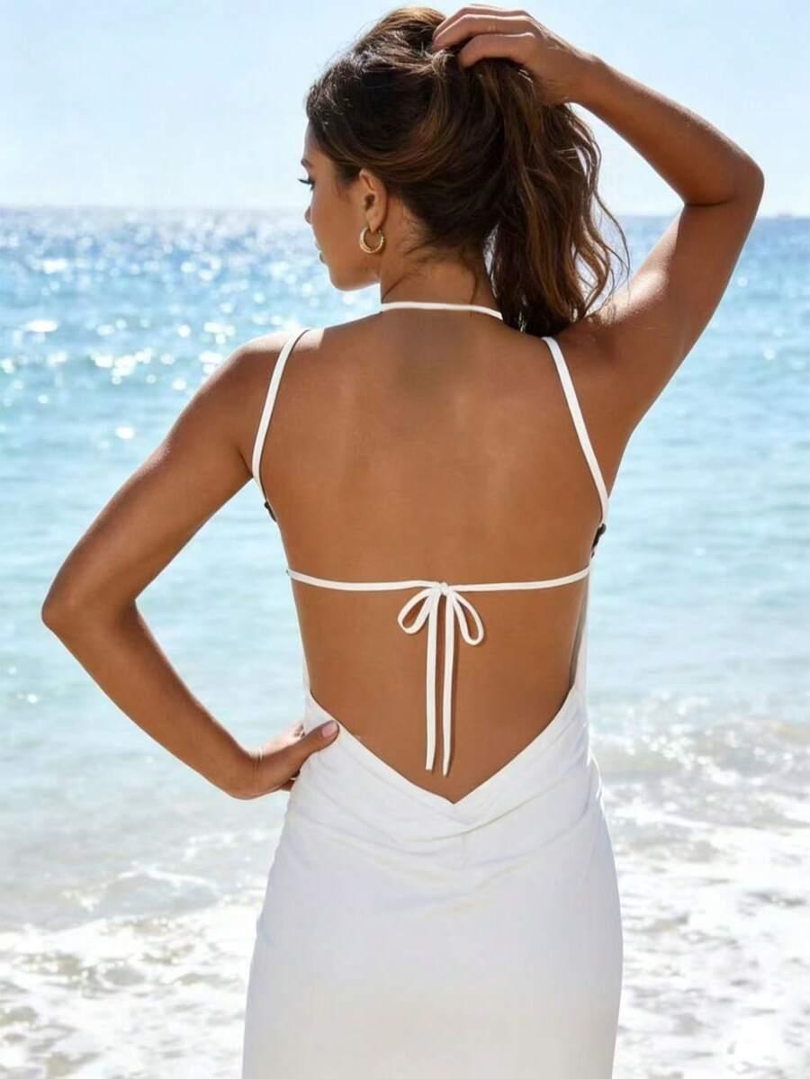 SHEIN PLAŻOWA BIAŁA KOPERTOWA SUKIENKA PK01__M