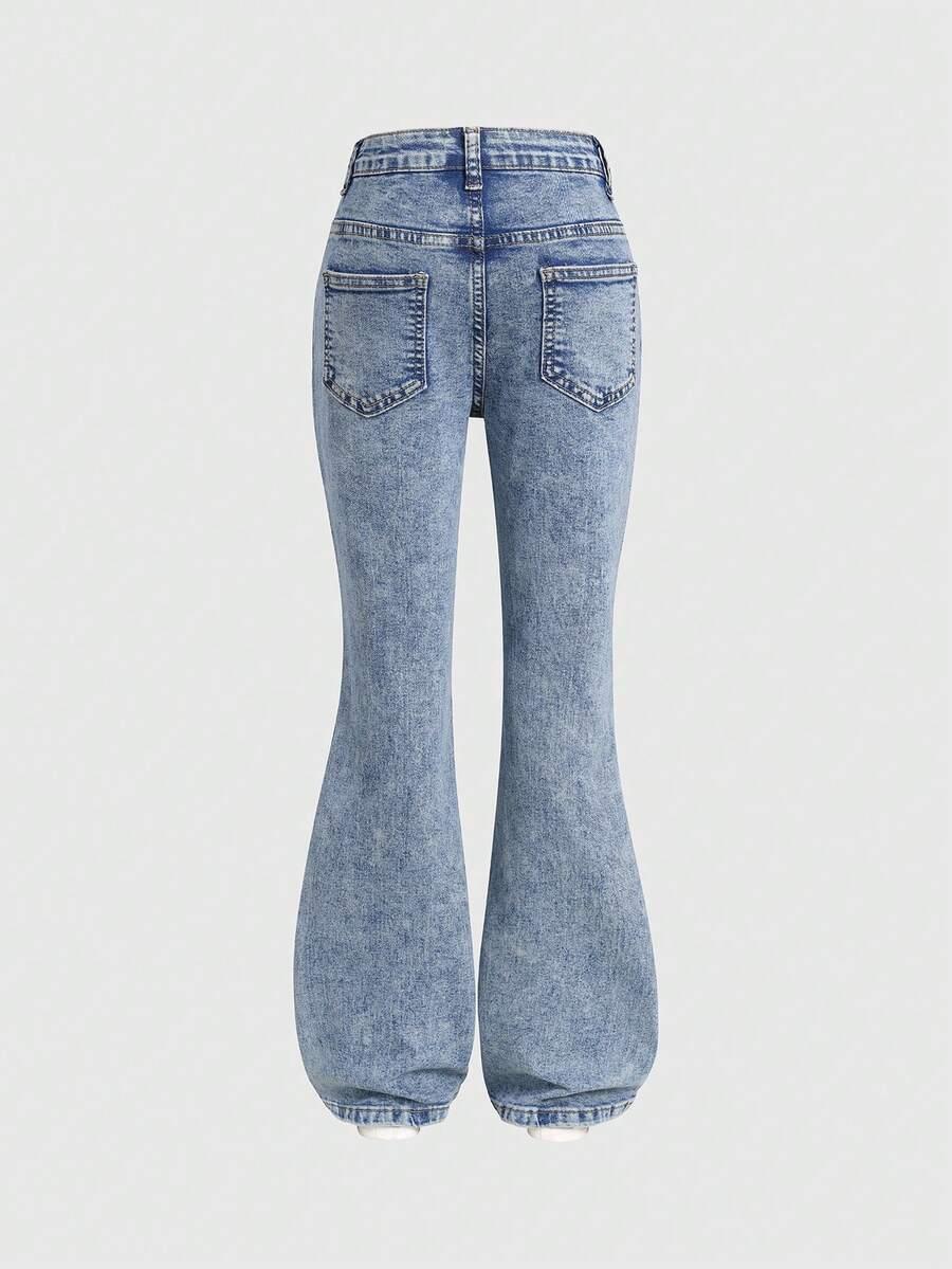 SHEIN NIEBIESKIE SPODNIE JEANS ZDOBIENIE S06__122/128