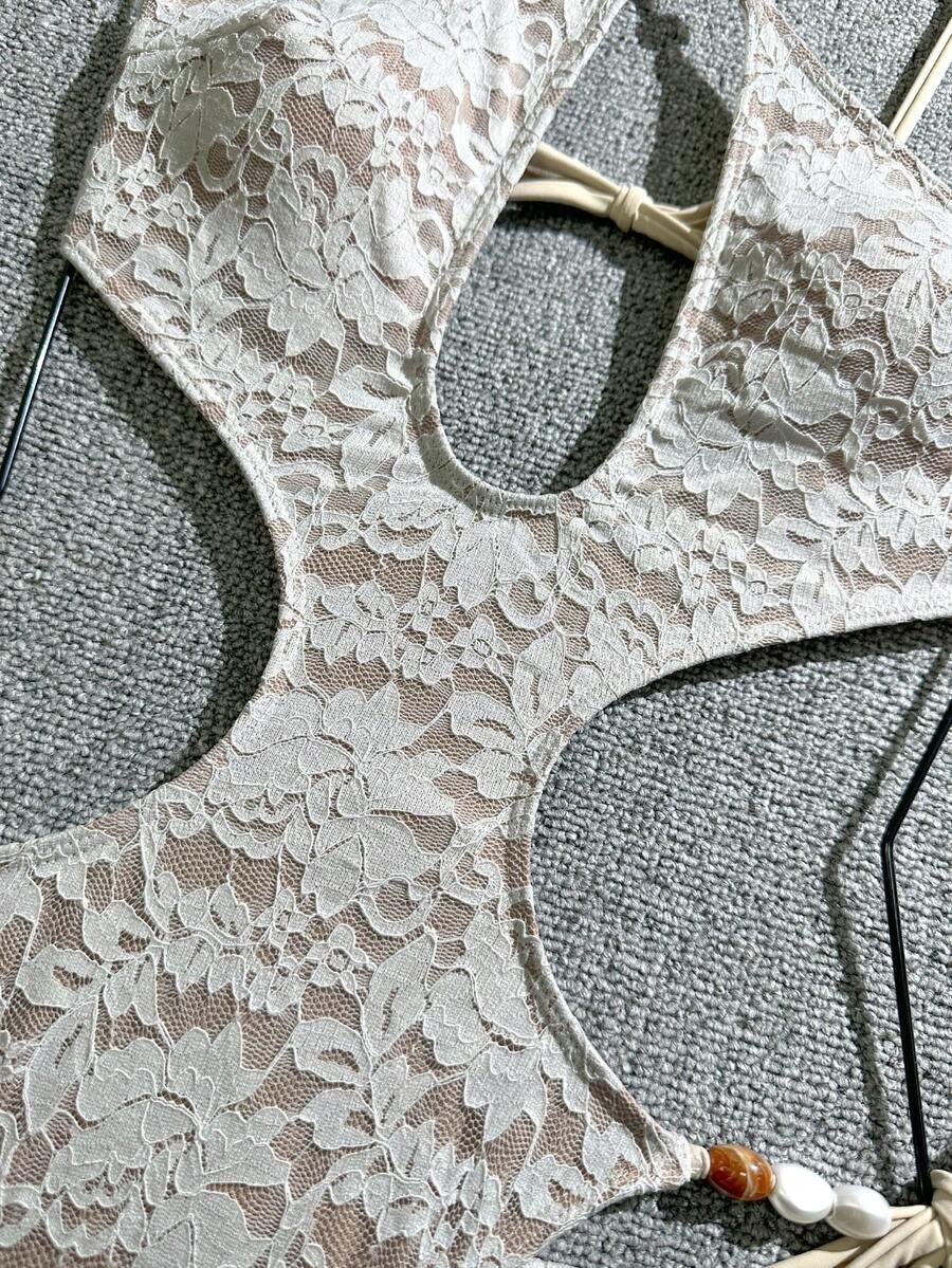 SHEIN JEDNOCZĘŚCIOWY STRÓJ KĄPIELOWY KORONKA S09__XS