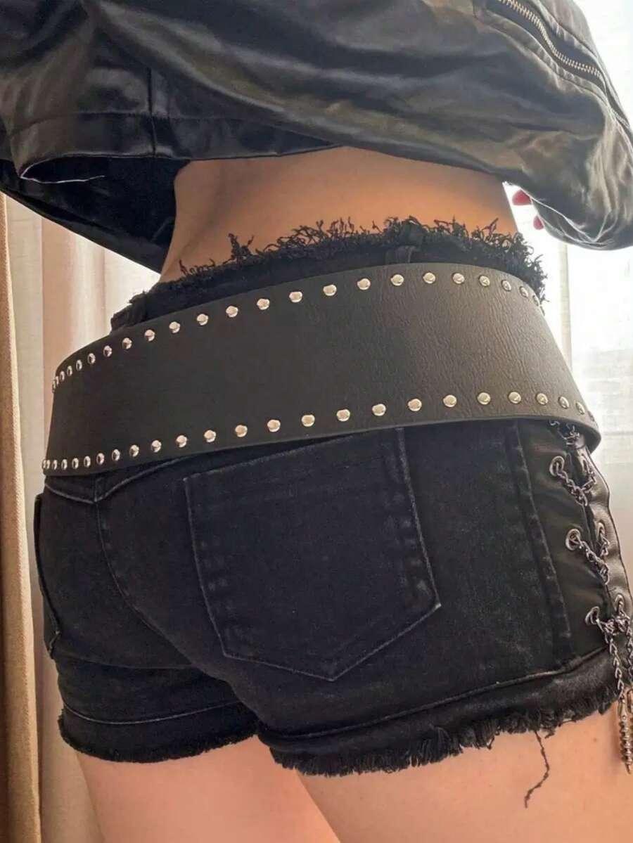 SHEIN CZARNY PASEK ZDOBIENIE S07__105