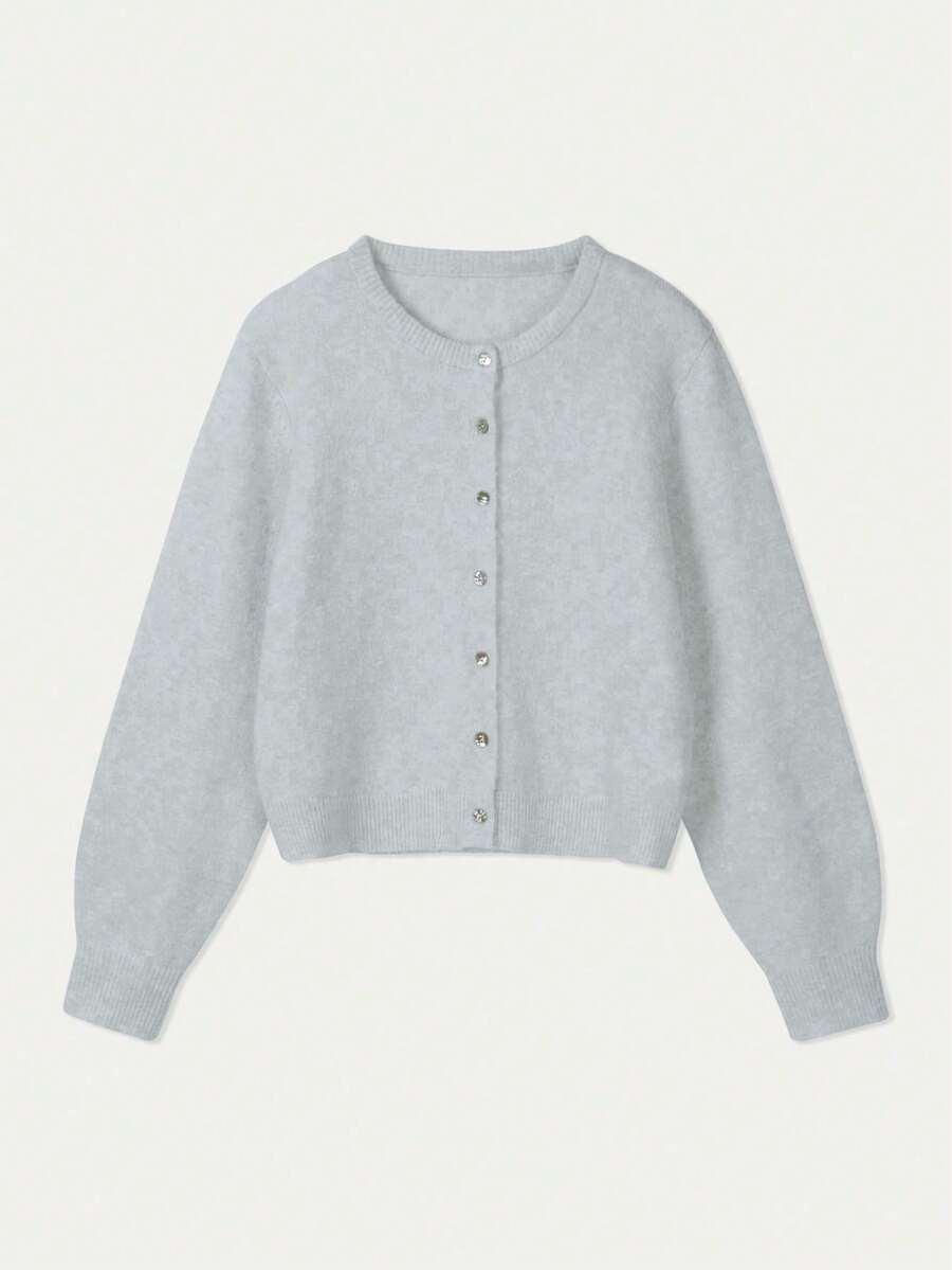 SHEIN SZARY SWETER ZAPINANY GUZIKI S06__S