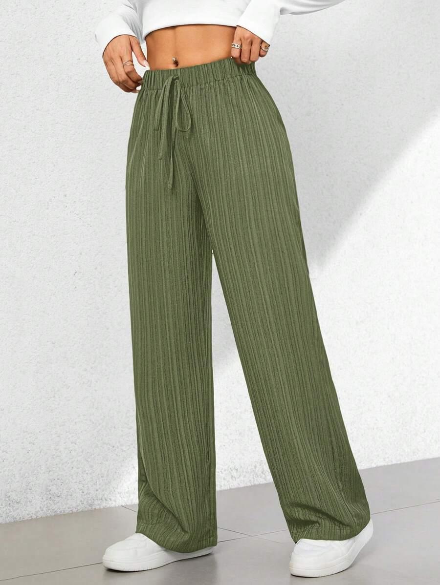 SHEIN SZARE SPODNIE CASUAL TEKSTURA WIĄZANIE PK01__XS
