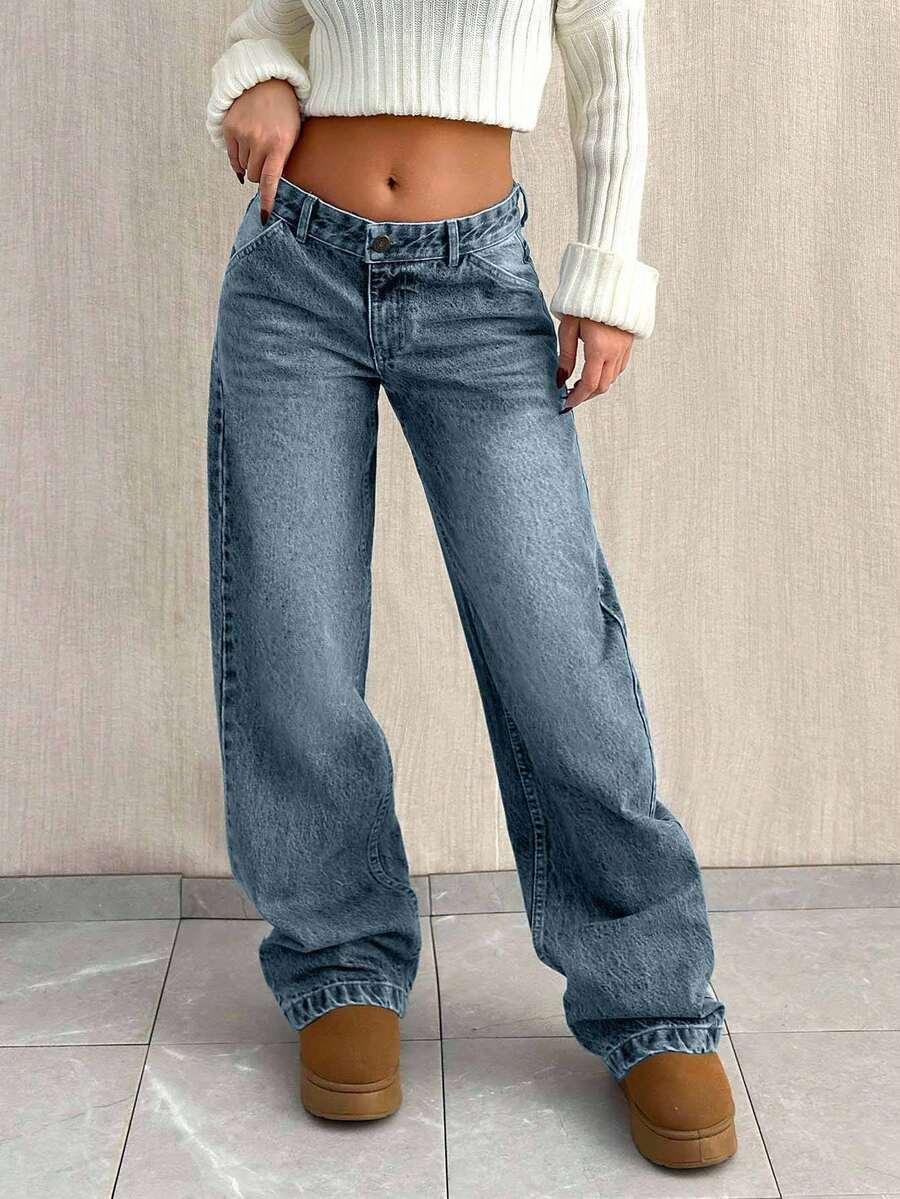 EURMUSE NIEBIESKIE SPODNIE JEANS S06__L