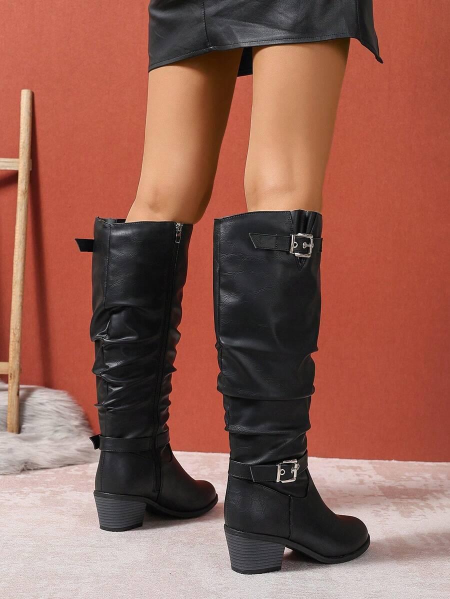 SHEIN CZARNE KOZAKI KLAMRA W01__39