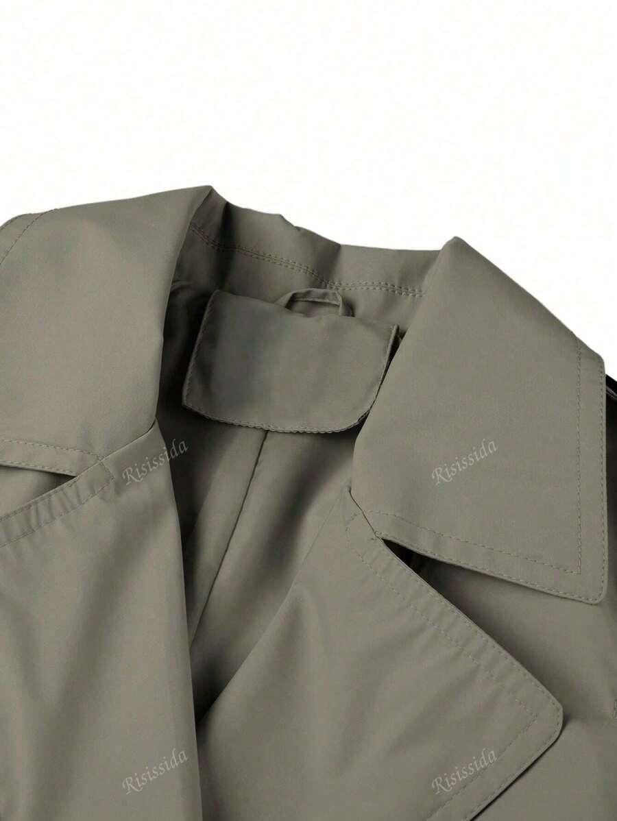 SHEIN ZIELONY PŁASZCZ TRENCZ GUZIKI W01__XS