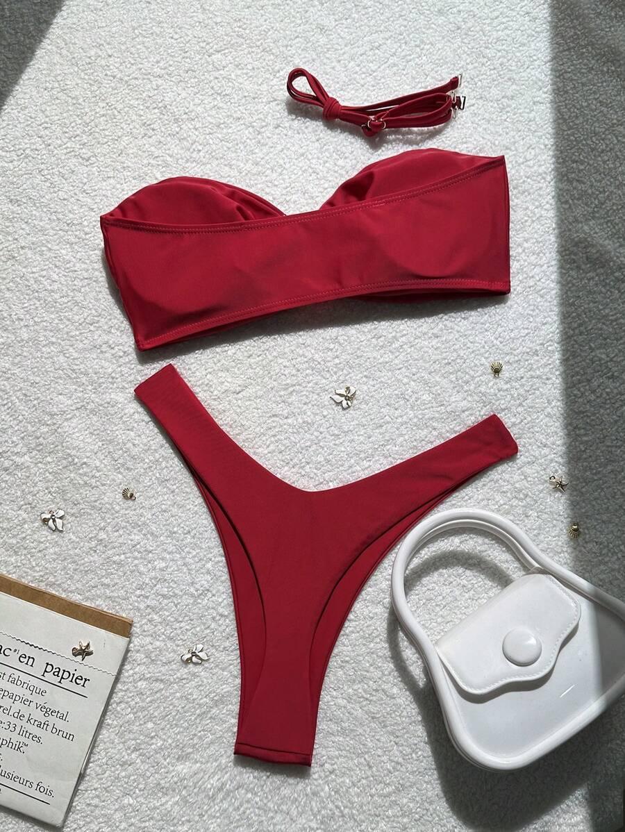 SHEIN CZERWONY DWUCZĘŚCIOWY STRÓJ KĄPIELOWY S09__XS
