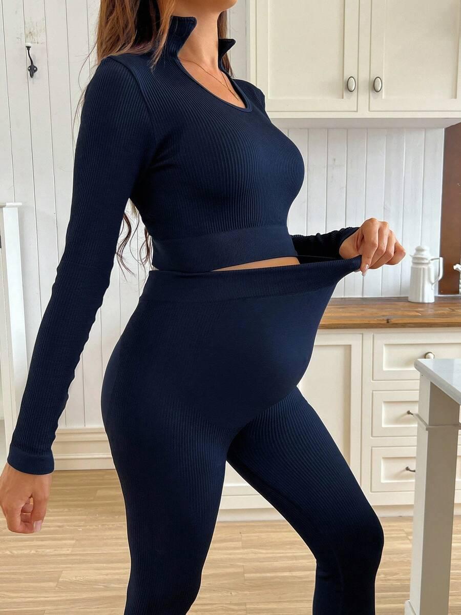 SHEIN CIĄŻOWY KOMPLET TOP LEGGINSY S06__L