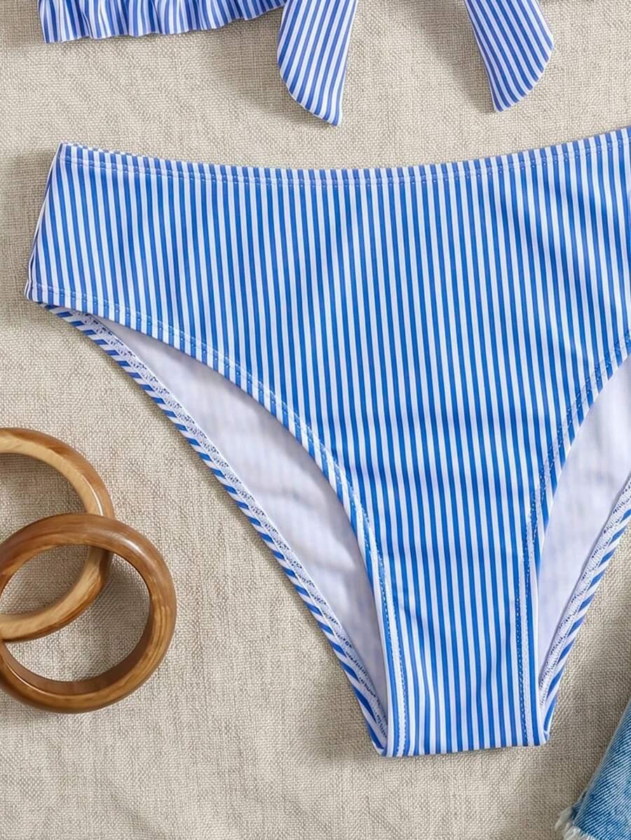 SHEIN NIEBIESKI DWUCZĘŚCIOWY STRÓJ KĄPIELOWY PASKI S09__M