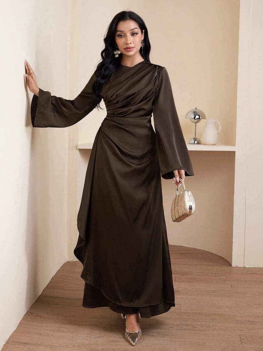 SHEIN BRĄZOWA MAXI SUKIENKA S06__M