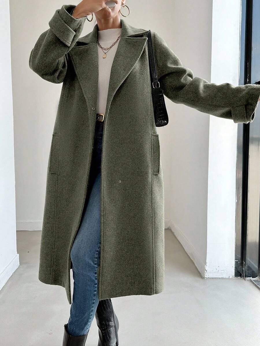 SHEIN ZIELONY KLASYCZNY PŁASZCZ W01__M