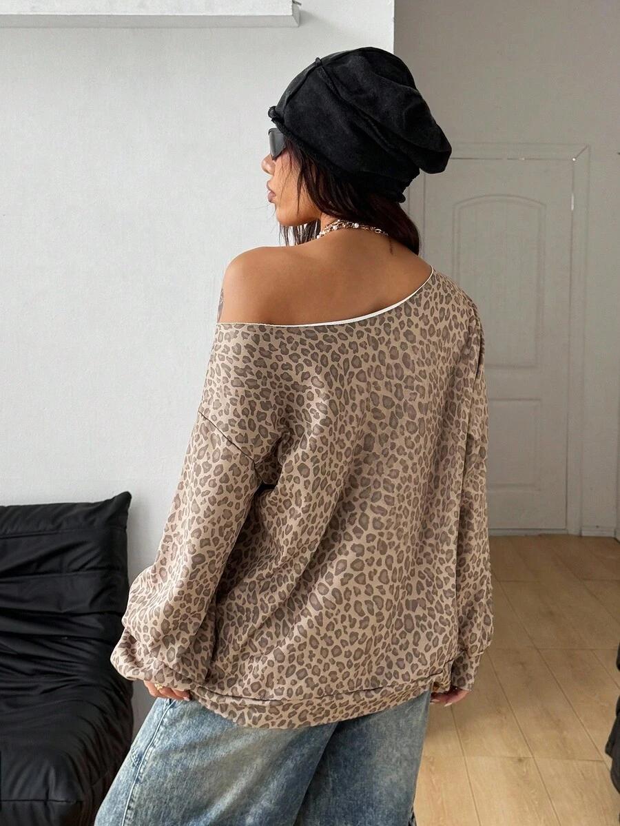 COOLANE BLUZKA ANIMAL PRINT ASYMETRYCZNY DEKOLT S06__L