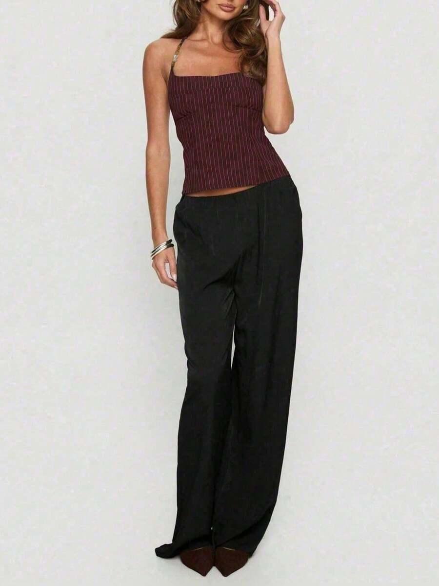 SHEIN BORDOWY TOP W PASKI S09__M