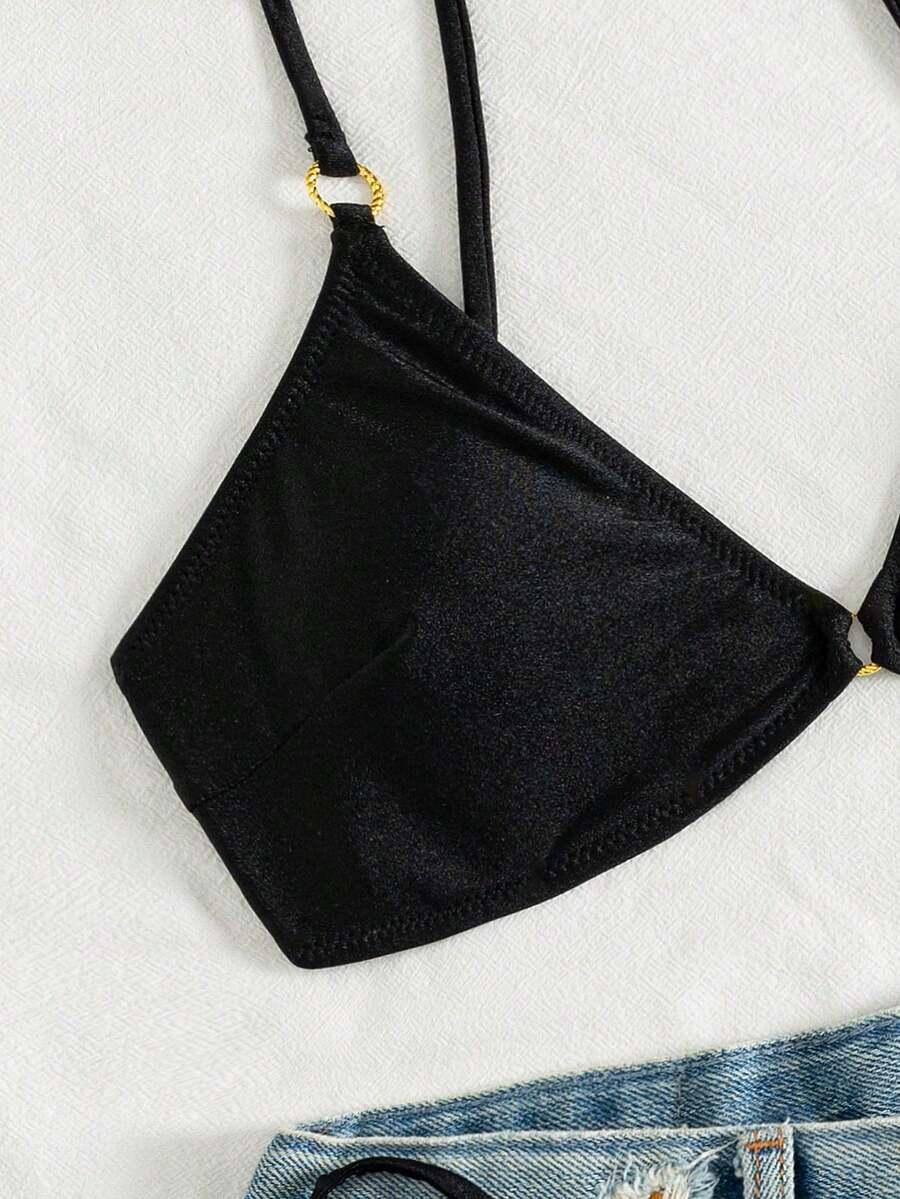 SHEIN CZARNY DWUCZĘŚCIOWY STRÓJ KĄPIELOWY S09__XL