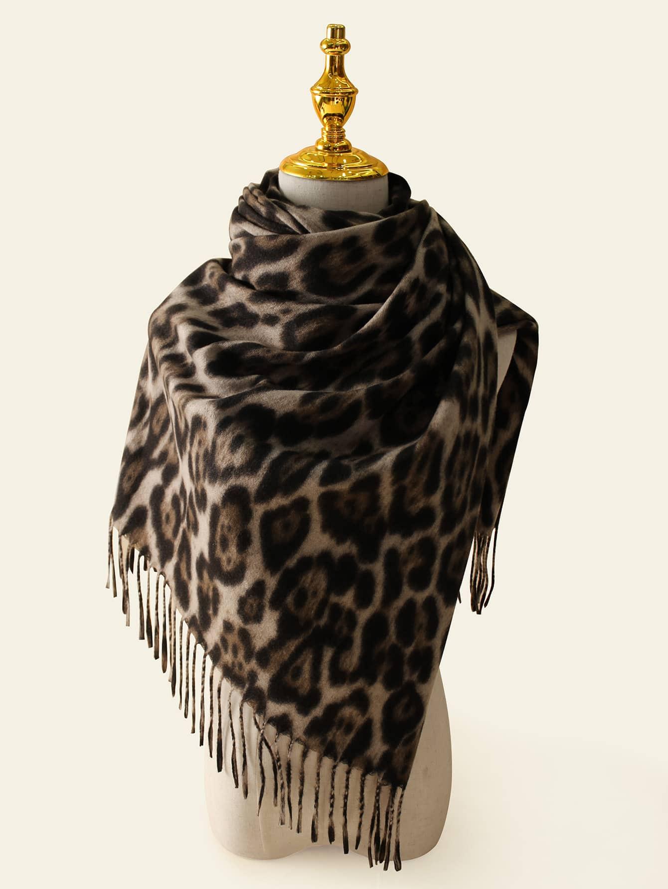 SHEIN SZAL ANIMAL PRINT FRĘDZLE W01__68X200